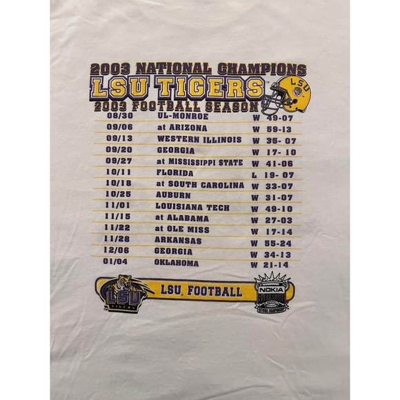 Vintage 2003 LSU Tigers National Champions T-shirt Size XXL 2X 2XL Nick Saban - Picture 4 of 9